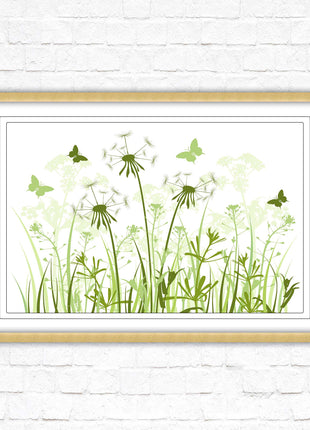 Butterflies and wild flowers. Framed picture with choice of frame colours