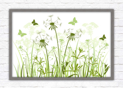 Butterflies and wild flowers. Framed picture with choice of frame colours