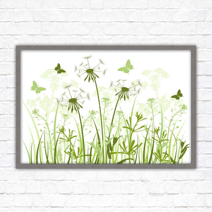Butterflies and wild flowers. Framed picture with choice of frame colours