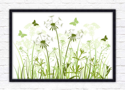 Butterflies and wild flowers. Framed picture with choice of frame colours