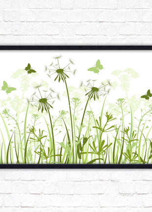 Butterflies and wild flowers. Framed picture with choice of frame colours