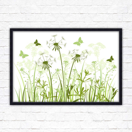 Butterflies and wild flowers. Framed picture with choice of frame colours