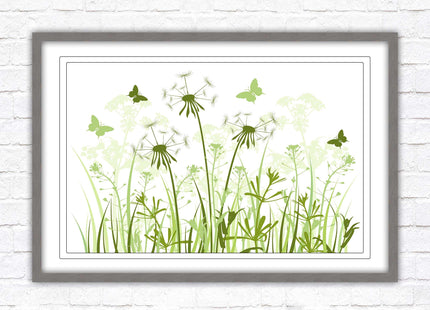 Butterflies and wild flowers. Framed picture with choice of frame colours