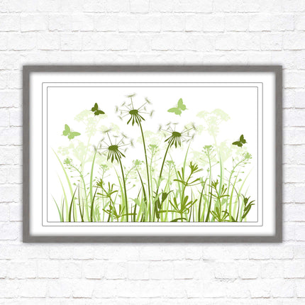 Butterflies and wild flowers. Framed picture with choice of frame colours