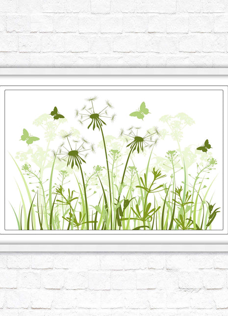 Butterflies and wild flowers. Framed picture with choice of frame colours