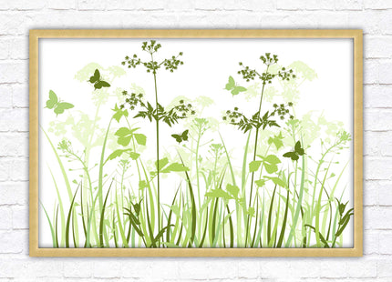 Butterflies and wild flowers. Framed picture with choice of frame colours. Green toned wall decor. Image 3.