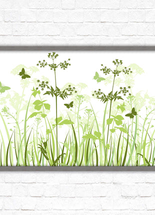 Butterflies and wild flowers. Framed picture with choice of frame colours. Green toned wall decor. Image 3.