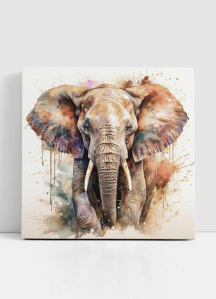 Elephant canvas picture print with paint splash white background modern wall art