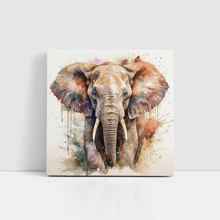 Elephant canvas picture print with paint splash white background modern wall art