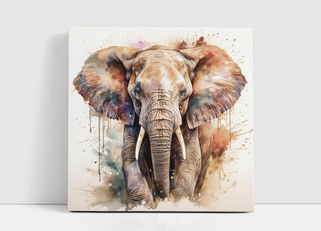Elephant canvas picture print with paint splash white background modern wall art