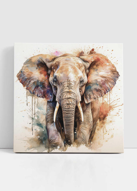 Elephant canvas picture print with paint splash white background modern wall art