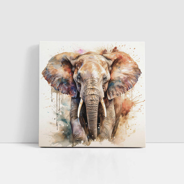 Elephant canvas picture print with paint splash white background modern wall art
