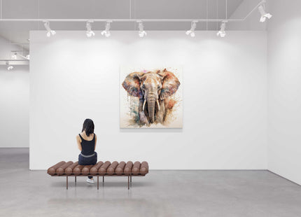 Elephant canvas picture print with paint splash white background modern wall art