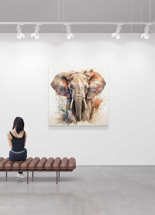 Elephant canvas picture print with paint splash white background modern wall art