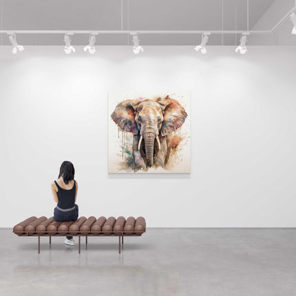 Elephant canvas picture print with paint splash white background modern wall art