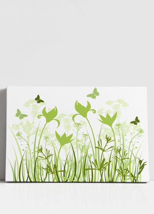 Wild flowers and butterflies, green grasses. Canvas Print Wall décor for home or office (Interior) green. Ideal gift. Image 4.