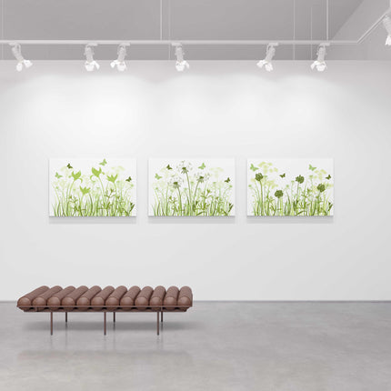 Wild flowers and butterflies, green grasses. Canvas Print Wall décor for home or office (Interior) green. Ideal gift. Image 2.