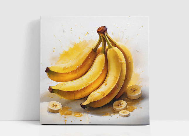 Food and drink square canvas picture. Fresh Bananas. A choice of sizes available. Unique Wall Art