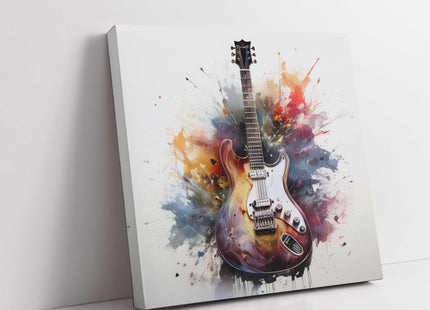 Guitar. Painting style Canvas wall art. Musical instrument canvas picture. A choice of sizes available.