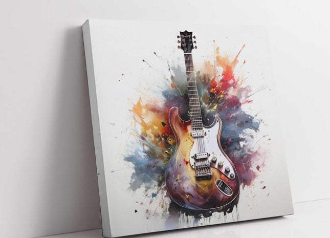 Guitar. Painting style Canvas wall art. Musical instrument canvas picture. A choice of sizes available.