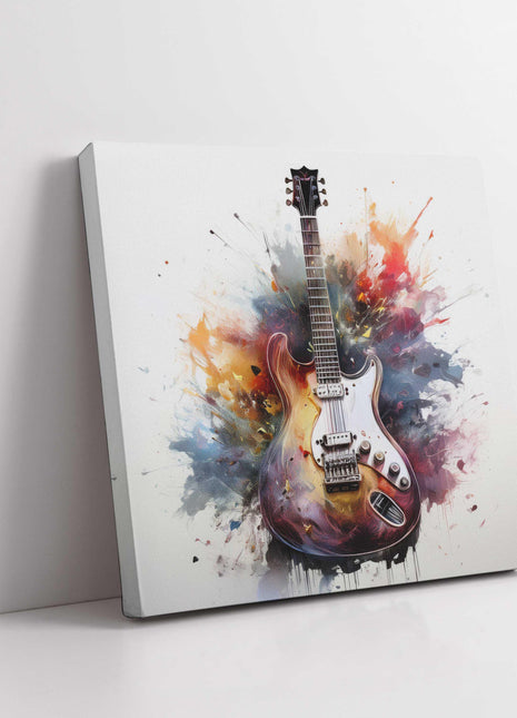 Guitar. Painting style Canvas wall art. Musical instrument canvas picture. A choice of sizes available.