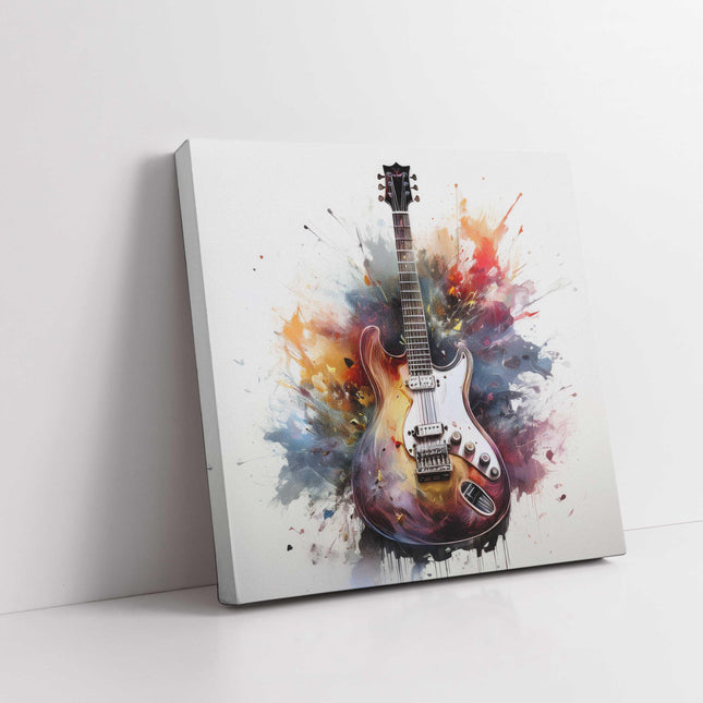 Guitar. Painting style Canvas wall art. Musical instrument canvas picture. A choice of sizes available.