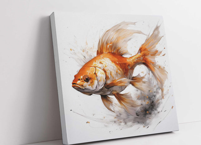 Goldfish canvas picture watercolour style artwork. Printed on a white background. Canvas print. A choice of sizes available. Wall Art