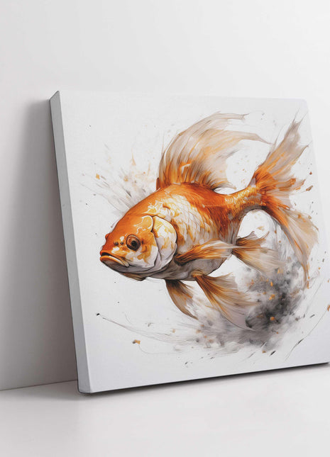 Goldfish canvas picture watercolour style artwork. Printed on a white background. Canvas print. A choice of sizes available. Wall Art