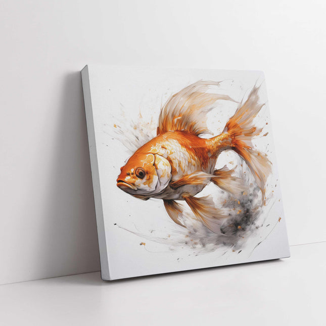 Goldfish canvas picture watercolour style artwork. Printed on a white background. Canvas print. A choice of sizes available. Wall Art