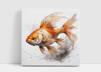 Goldfish canvas picture watercolour style artwork. Printed on a white background. Canvas print. A choice of sizes available. Wall Art