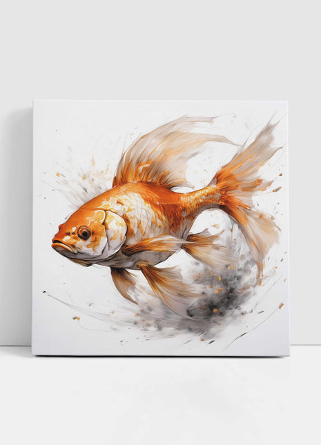 Goldfish canvas picture watercolour style artwork. Printed on a white background. Canvas print. A choice of sizes available. Wall Art