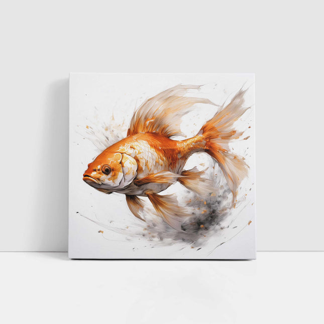 Goldfish canvas picture watercolour style artwork. Printed on a white background. Canvas print. A choice of sizes available. Wall Art