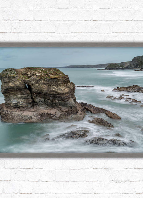 Cornish coastline near Porth Island. Framed picture print with choice of frame colours