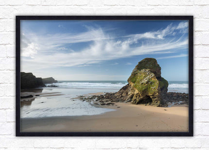 Whipsiderry Beach, North Cornwall coast. Framed picture print with choice of frame colours