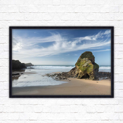 Whipsiderry Beach, North Cornwall coast. Framed picture print with choice of frame colours