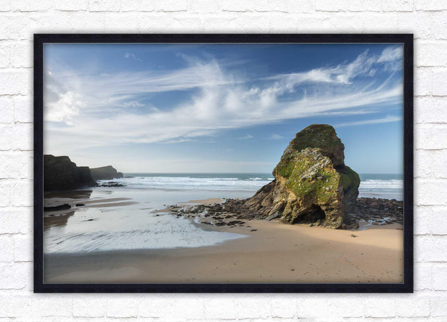 Whipsiderry Beach, North Cornwall coast. Framed picture print with choice of frame colours