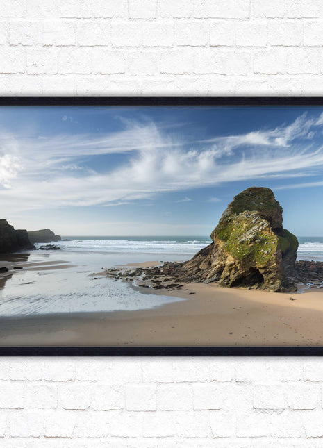 Whipsiderry Beach, North Cornwall coast. Framed picture print with choice of frame colours