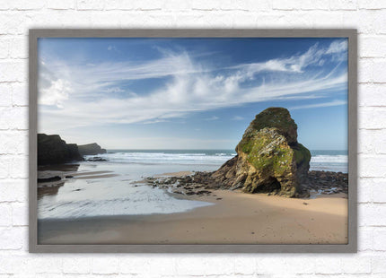 Whipsiderry Beach, North Cornwall coast. Framed picture print with choice of frame colours