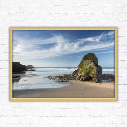 Whipsiderry Beach, North Cornwall coast. Framed picture print with choice of frame colours