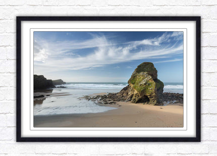 Whipsiderry Beach, North Cornwall coast. Framed picture print with choice of frame colours