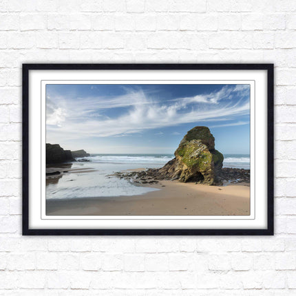 Whipsiderry Beach, North Cornwall coast. Framed picture print with choice of frame colours