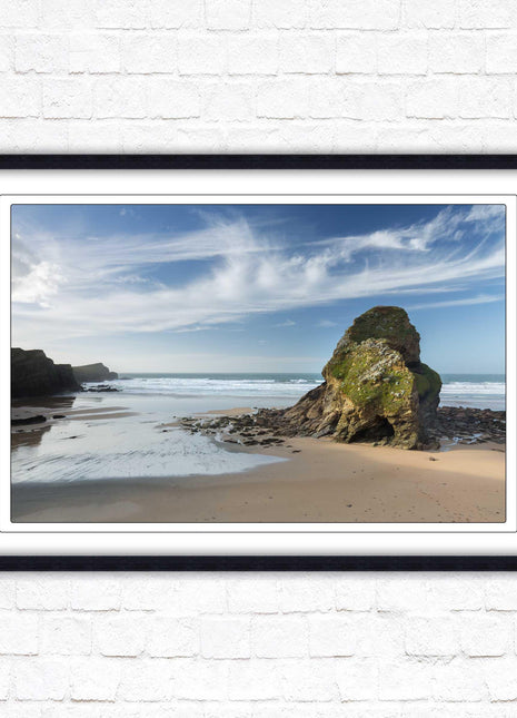 Whipsiderry Beach, North Cornwall coast. Framed picture print with choice of frame colours