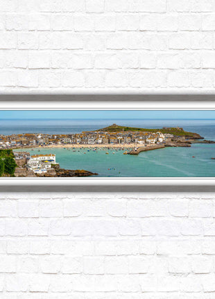 St Ives harbour panoramic framed picture print. A choice of picture frames available.