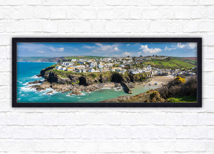 Port Isaac fishing harbour, panoramic framed picture print. A choice of picture frames available.