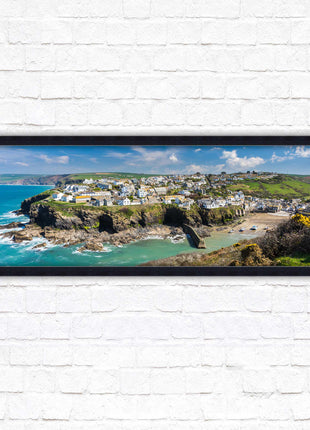 Port Isaac fishing harbour, panoramic framed picture print. A choice of picture frames available.
