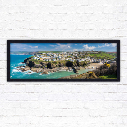 Port Isaac fishing harbour, panoramic framed picture print. A choice of picture frames available.