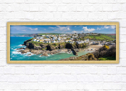 Port Isaac fishing harbour, panoramic framed picture print. A choice of picture frames available.