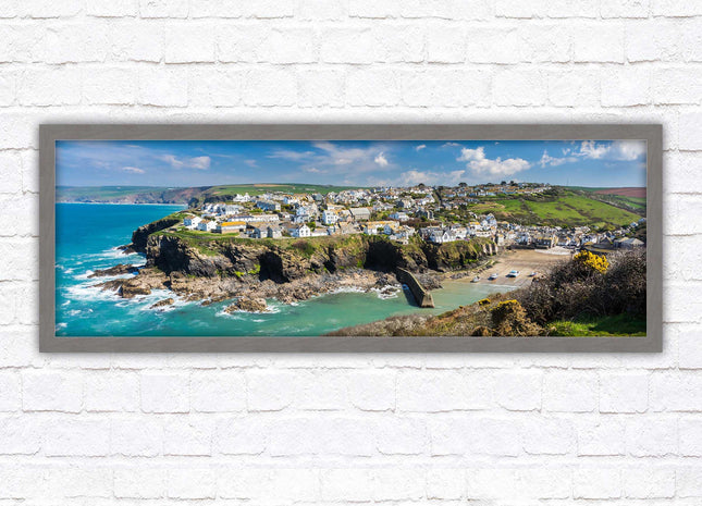 Port Isaac fishing harbour, panoramic framed picture print. A choice of picture frames available.