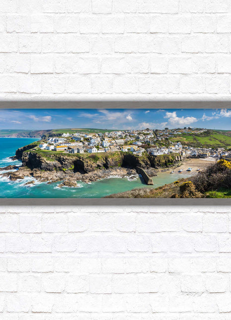 Port Isaac fishing harbour, panoramic framed picture print. A choice of picture frames available.