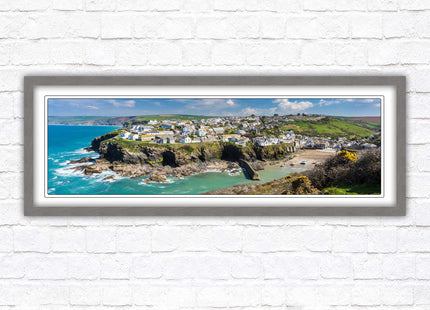 Port Isaac fishing harbour, panoramic framed picture print. A choice of picture frames available.